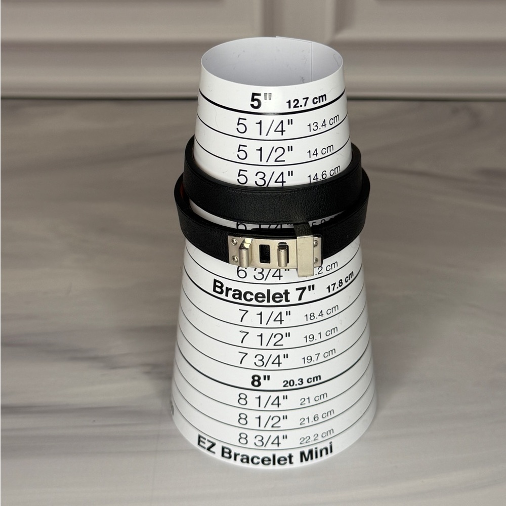 Hermes Black Mini Kelly Double Leather & Silver Hardware Bracelet | Full Set - Picture 9 of 12